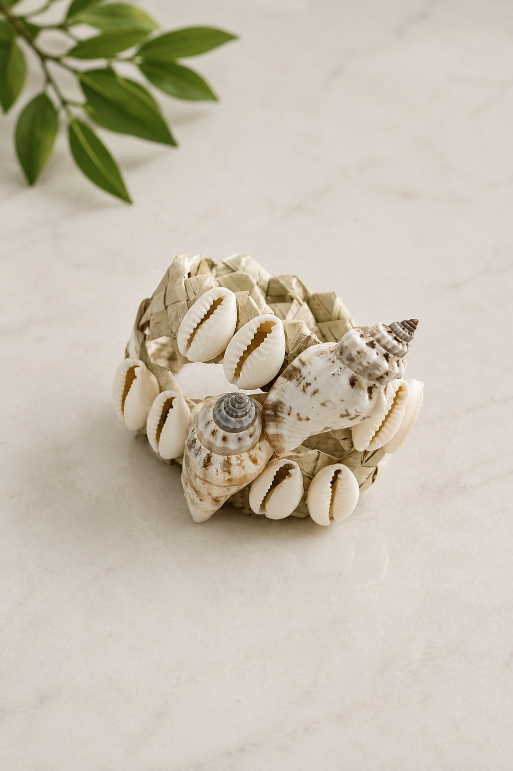 Silver Thatch + Shells Napkin Ring