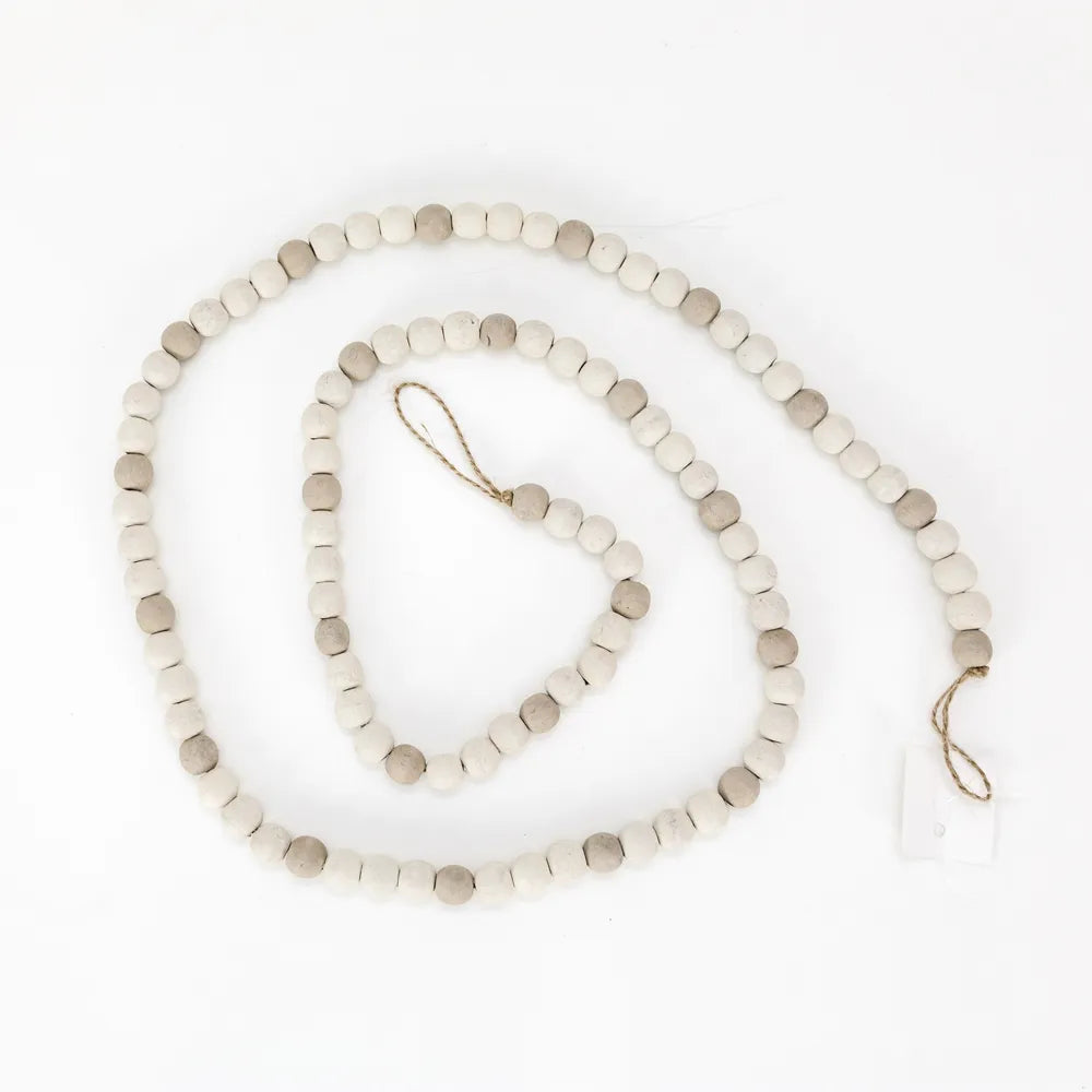 Beaded garland - white + tan