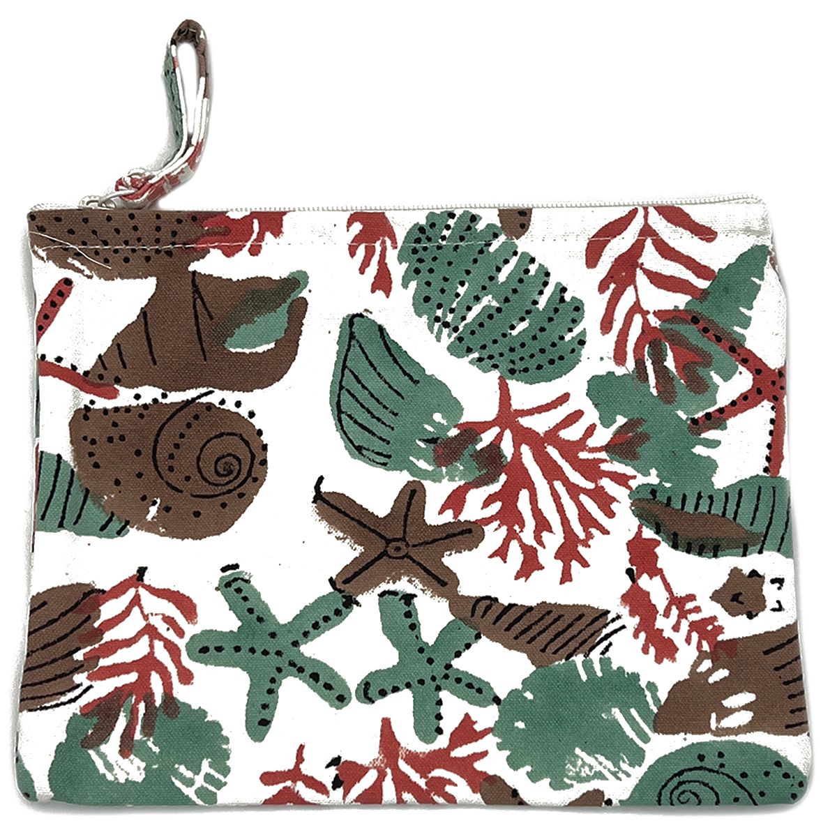 Coral Reef Block-Printed Canvas Pouch