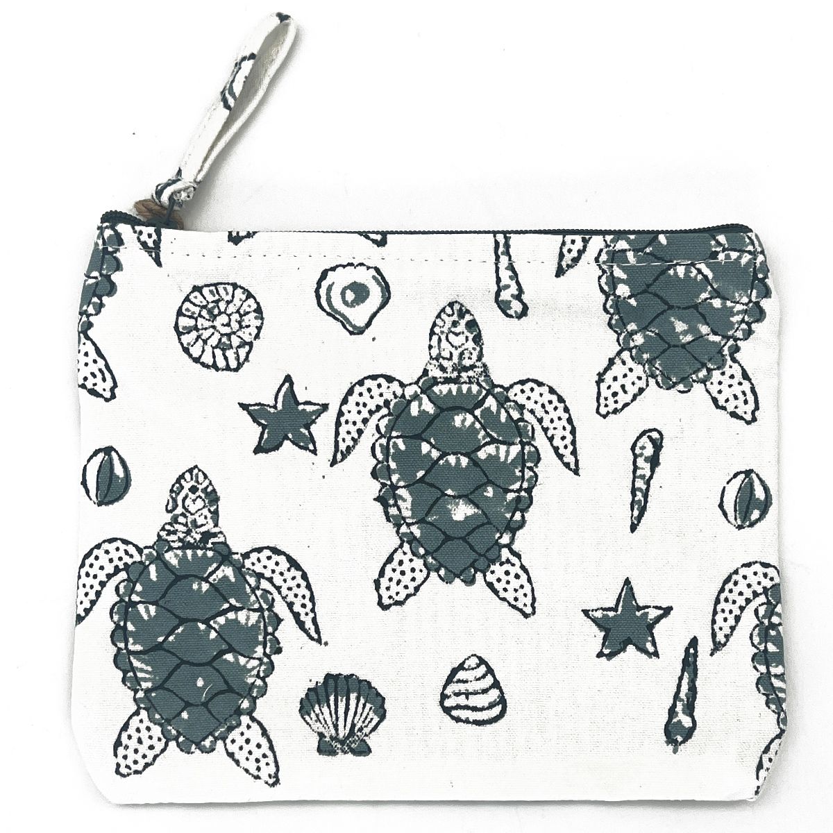 Sea Turtles Block-Printed Canvas Pouch