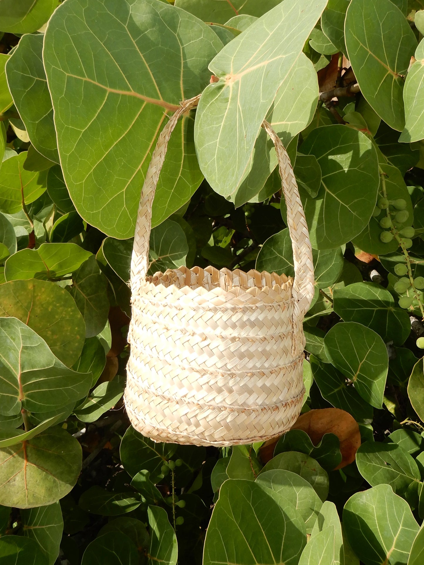 Silver thatch bucket bag
