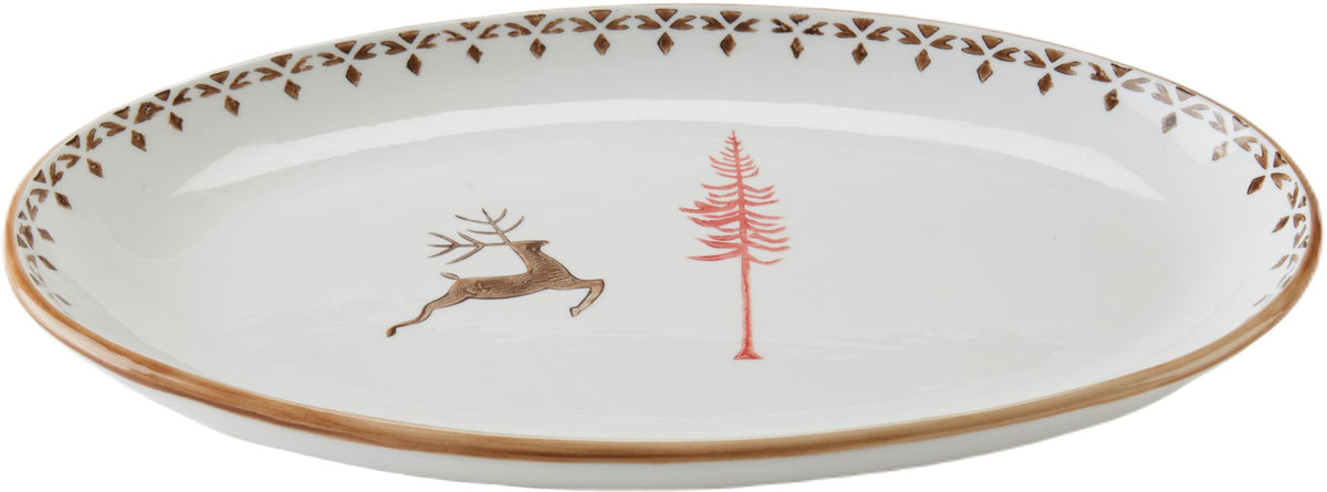 Wooded Reindeer Oval Platter