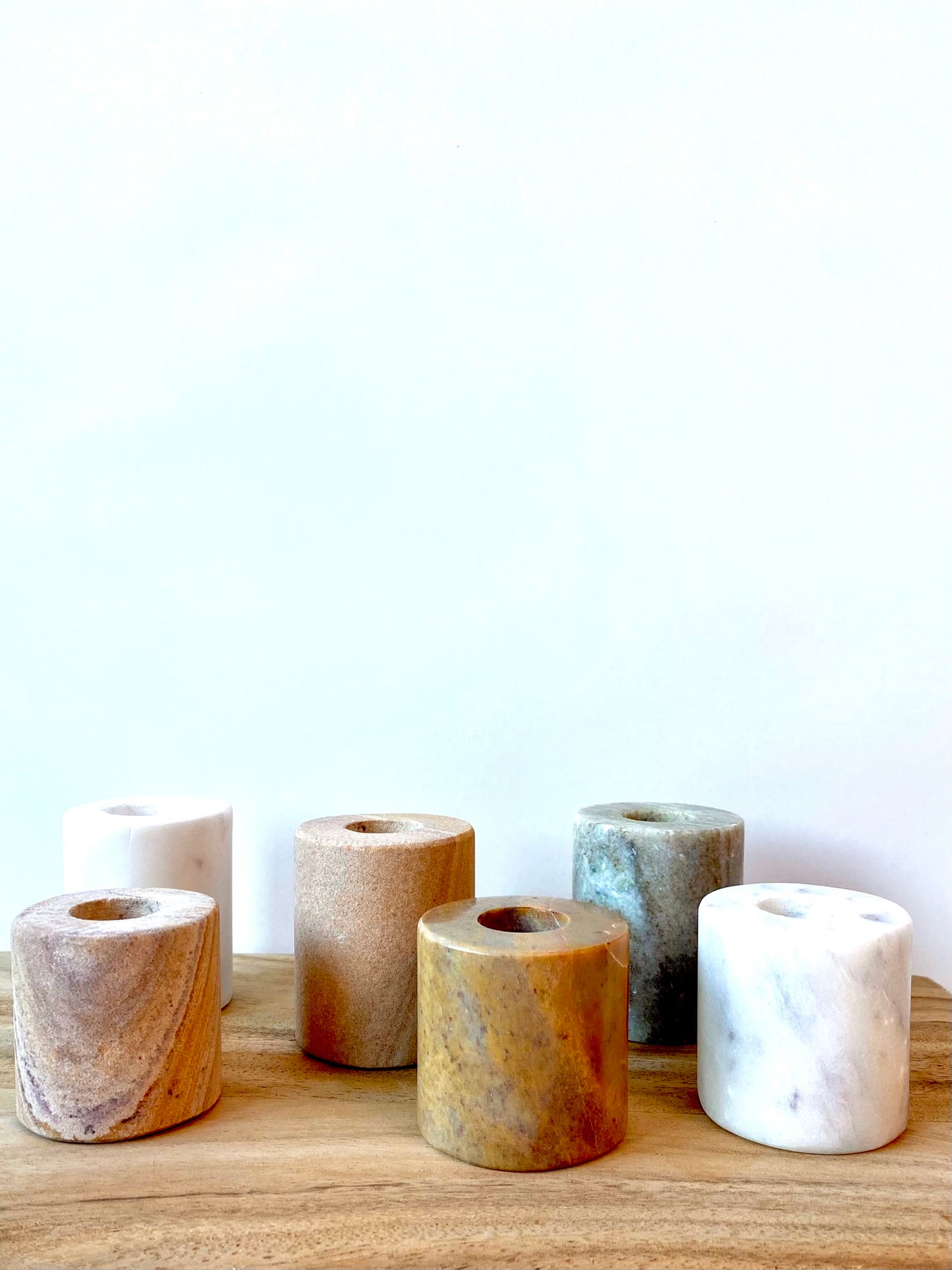 marble taper holders, set of 2