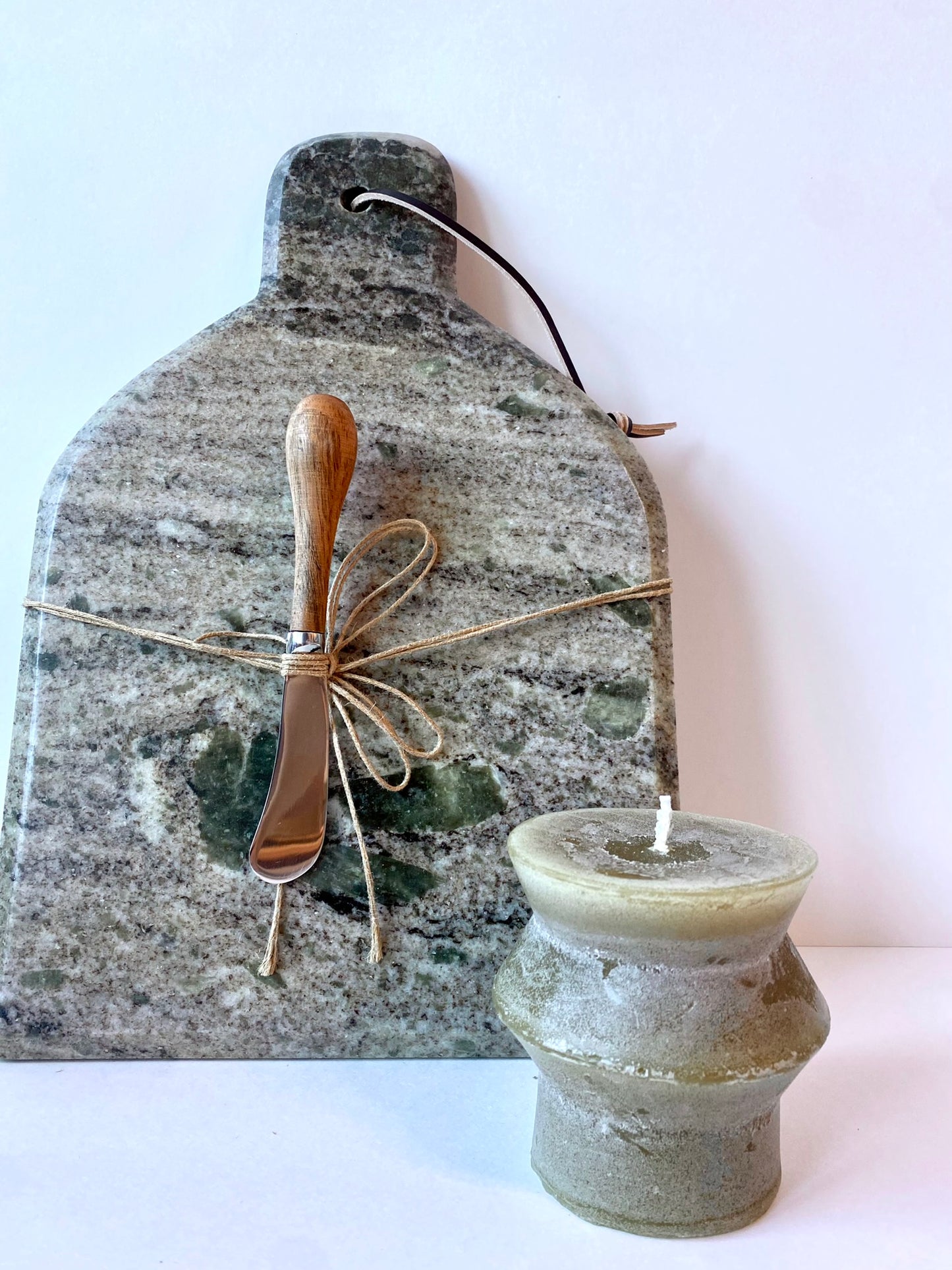 marble cheeseboard with knife