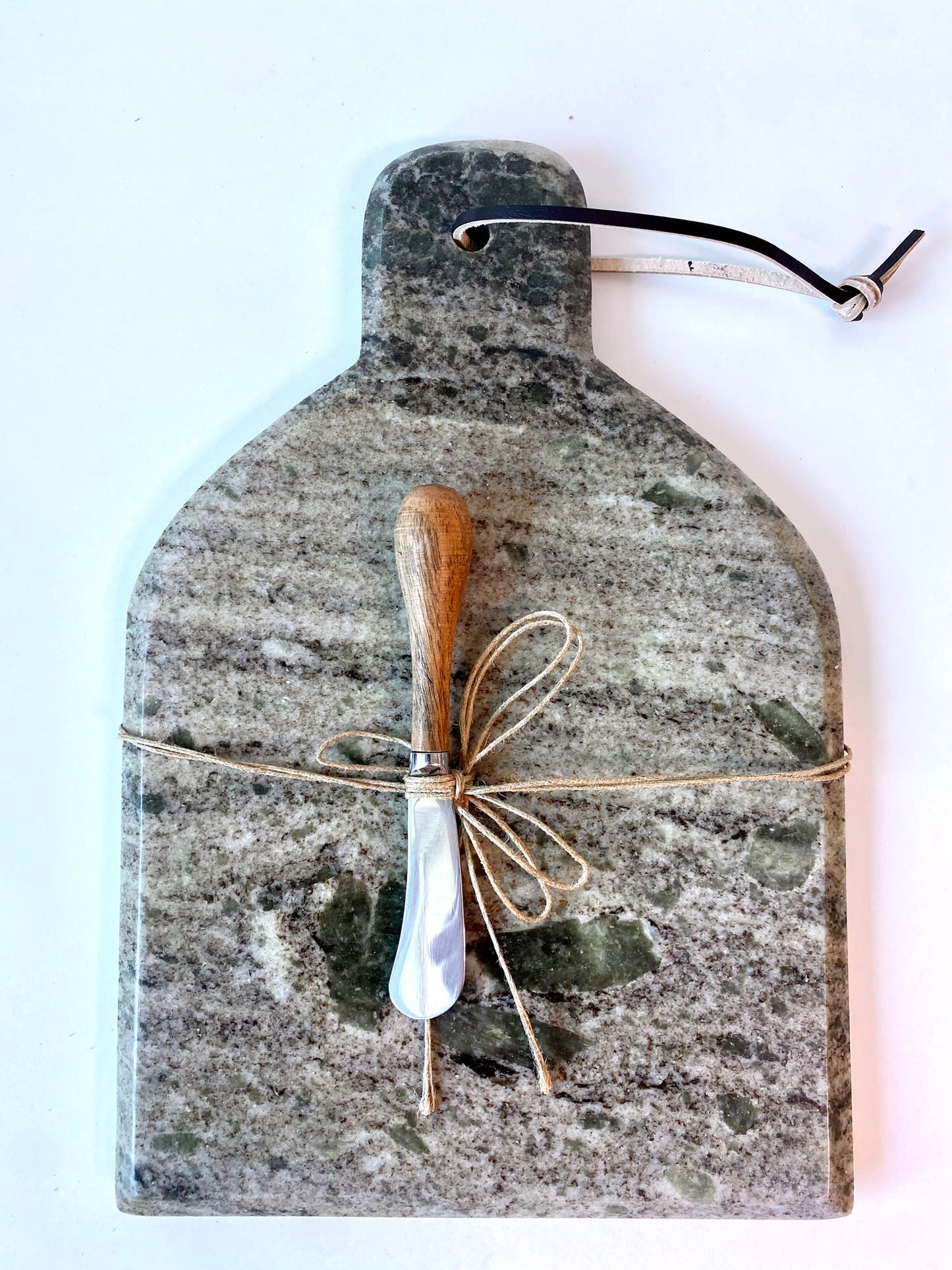 marble cheeseboard with knife