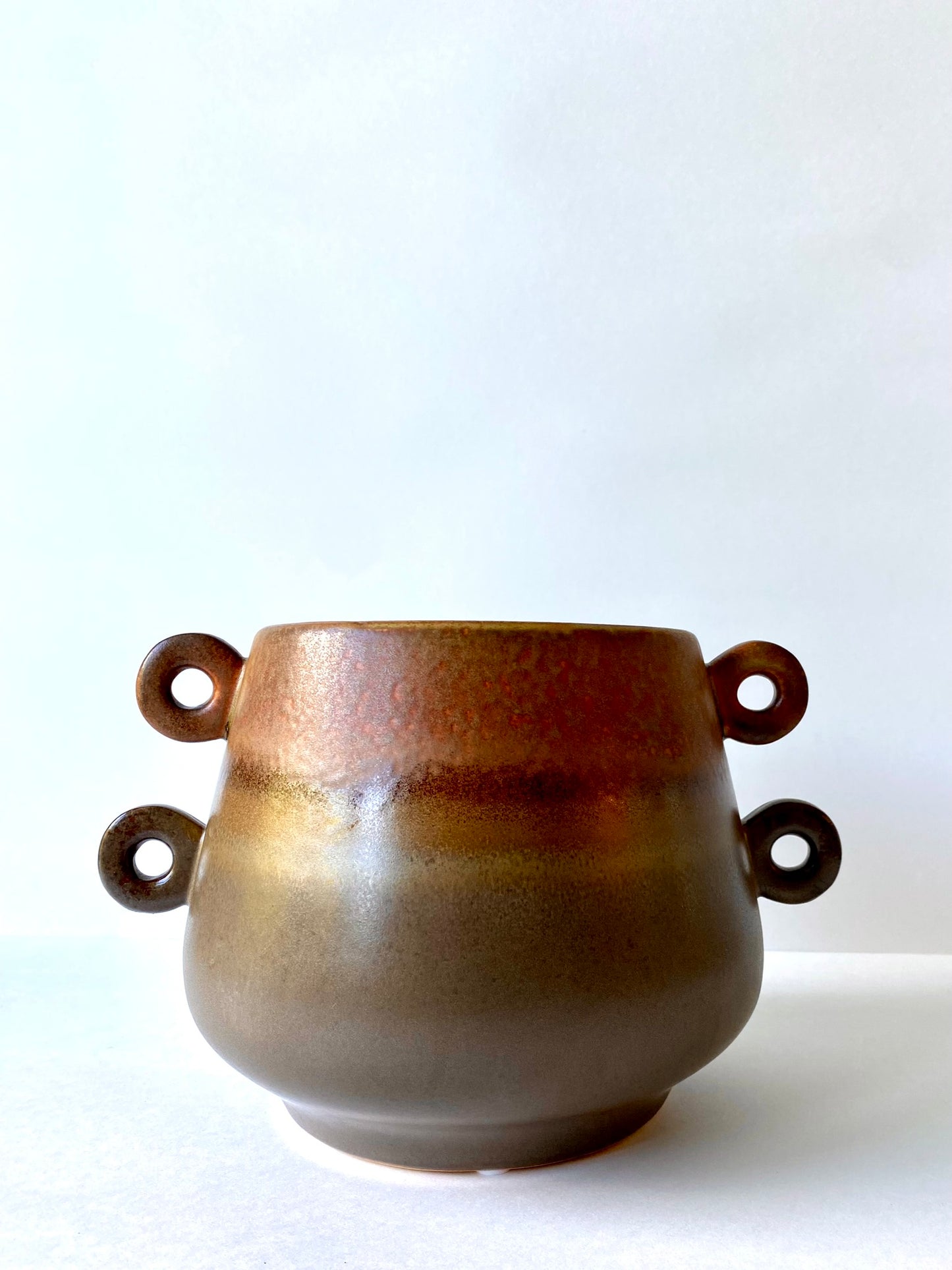 stoneware planter with handles