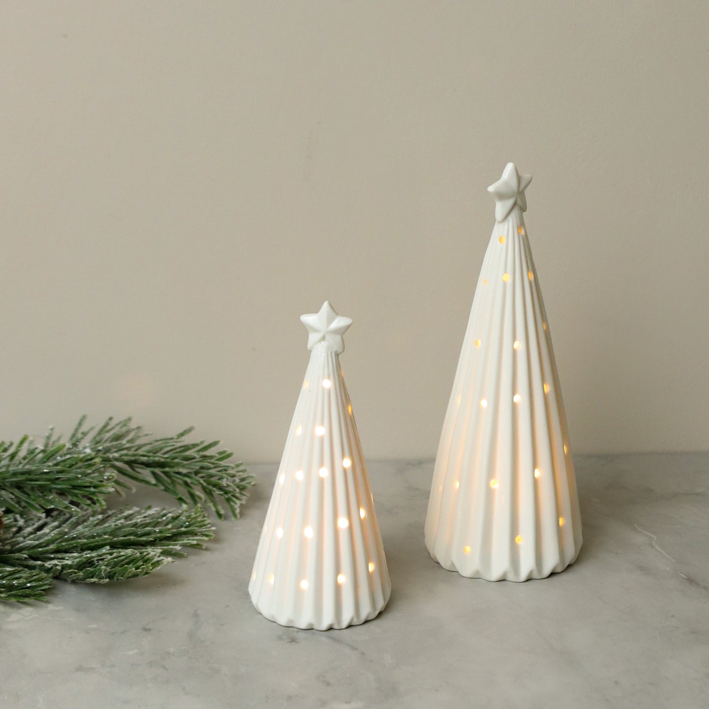 Set of two LED Ceramic Trees