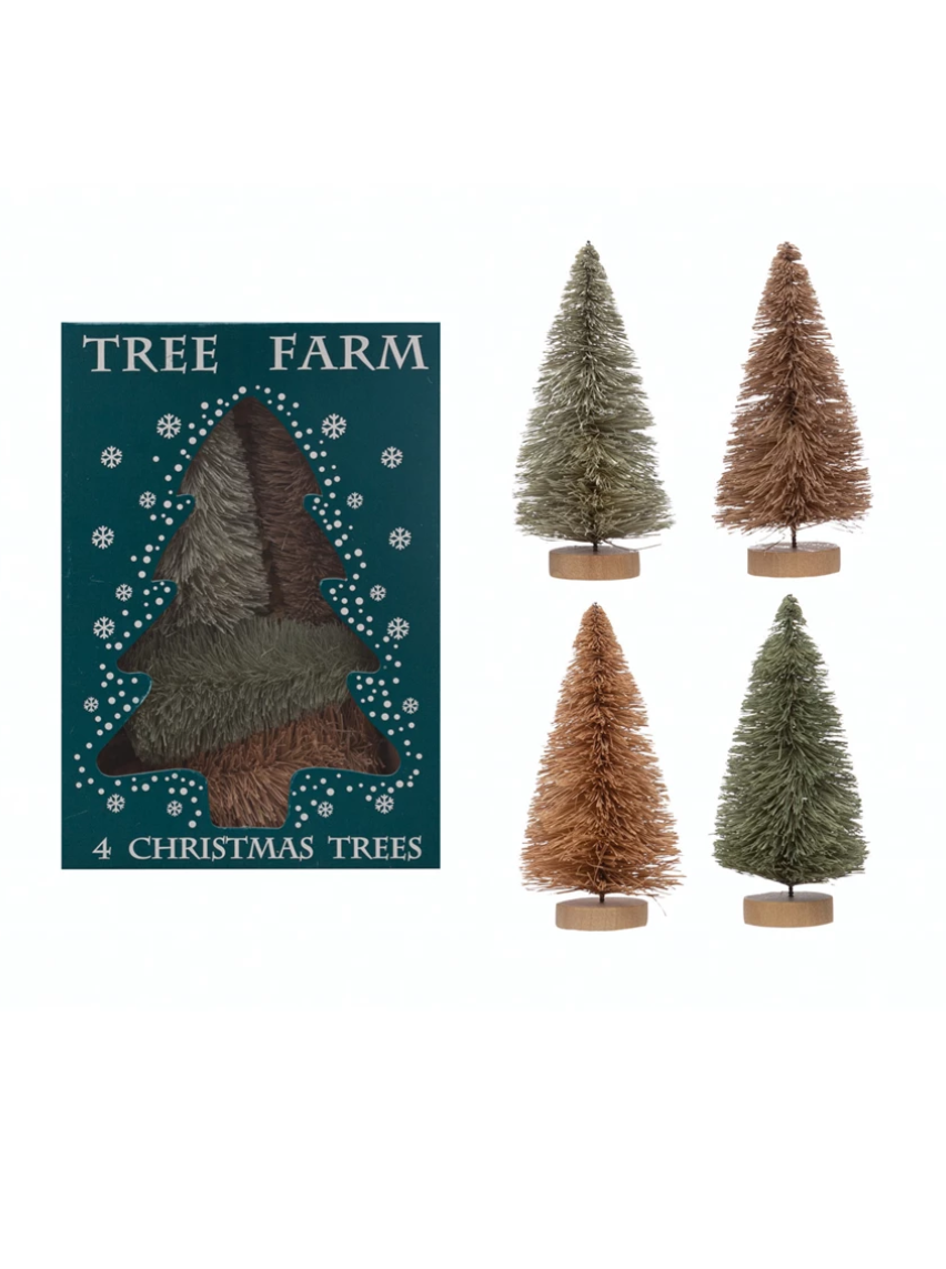 sisal brush trees, set of 4