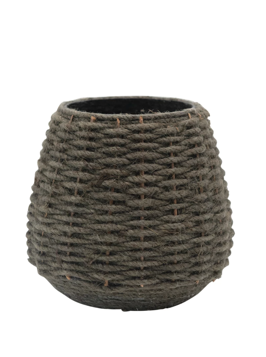 jute and glass votive holder