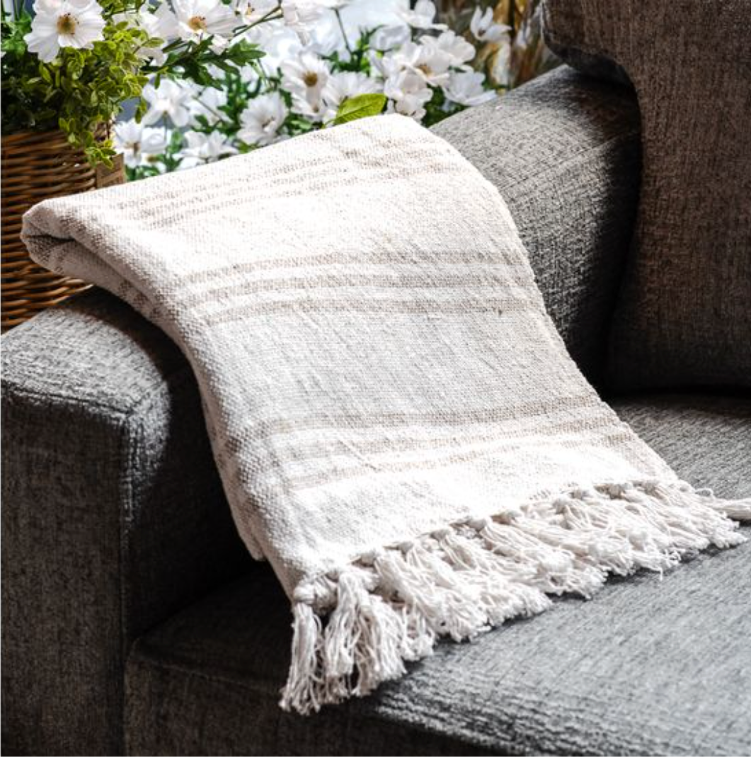 Greige Stripe Throw