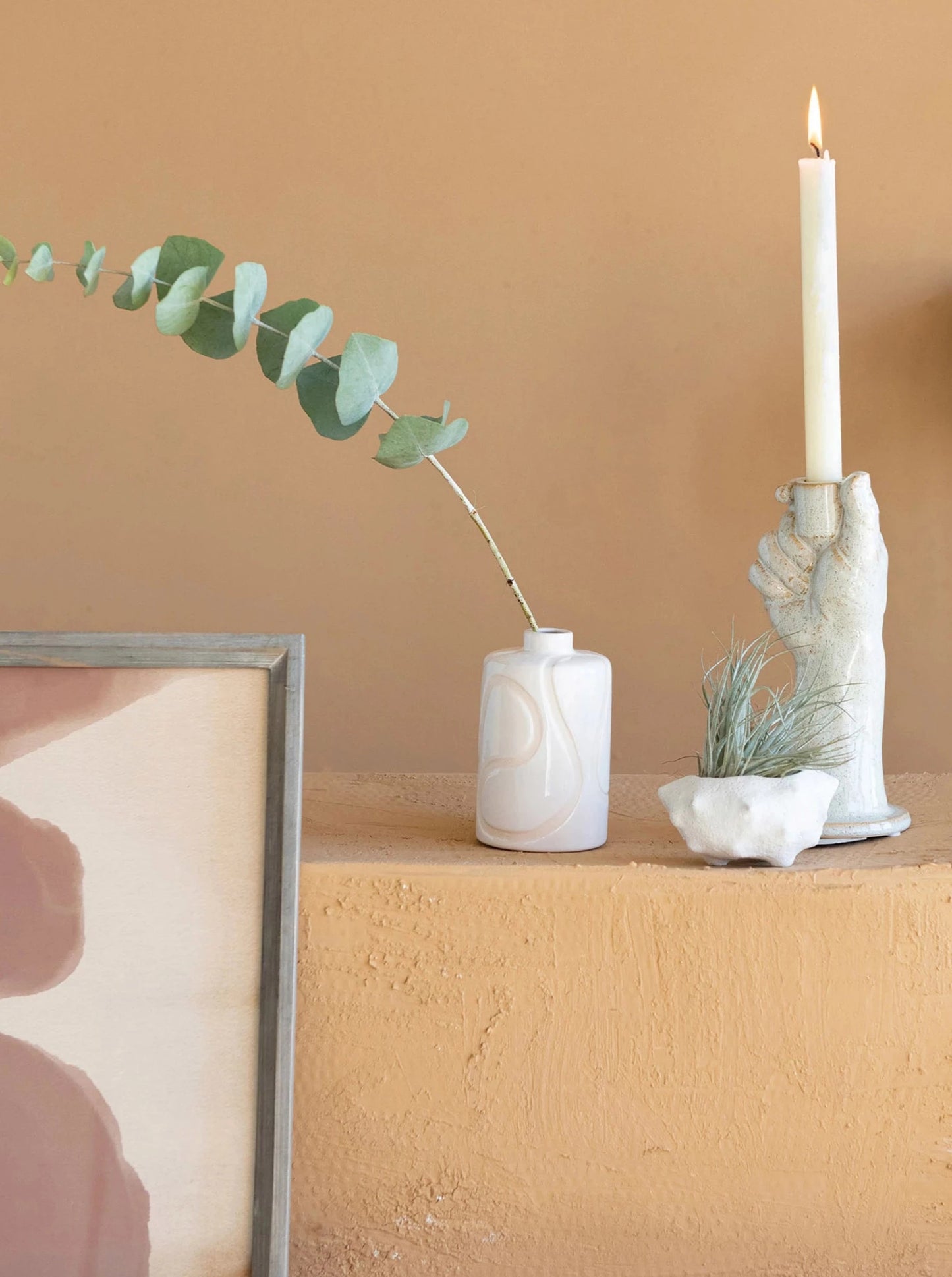 debossed white vase