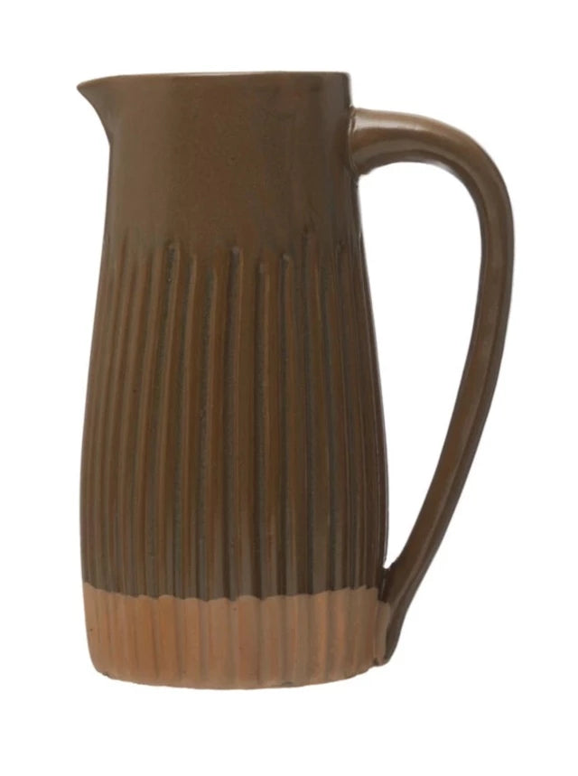 brown ribbed vase, 30 oz.
