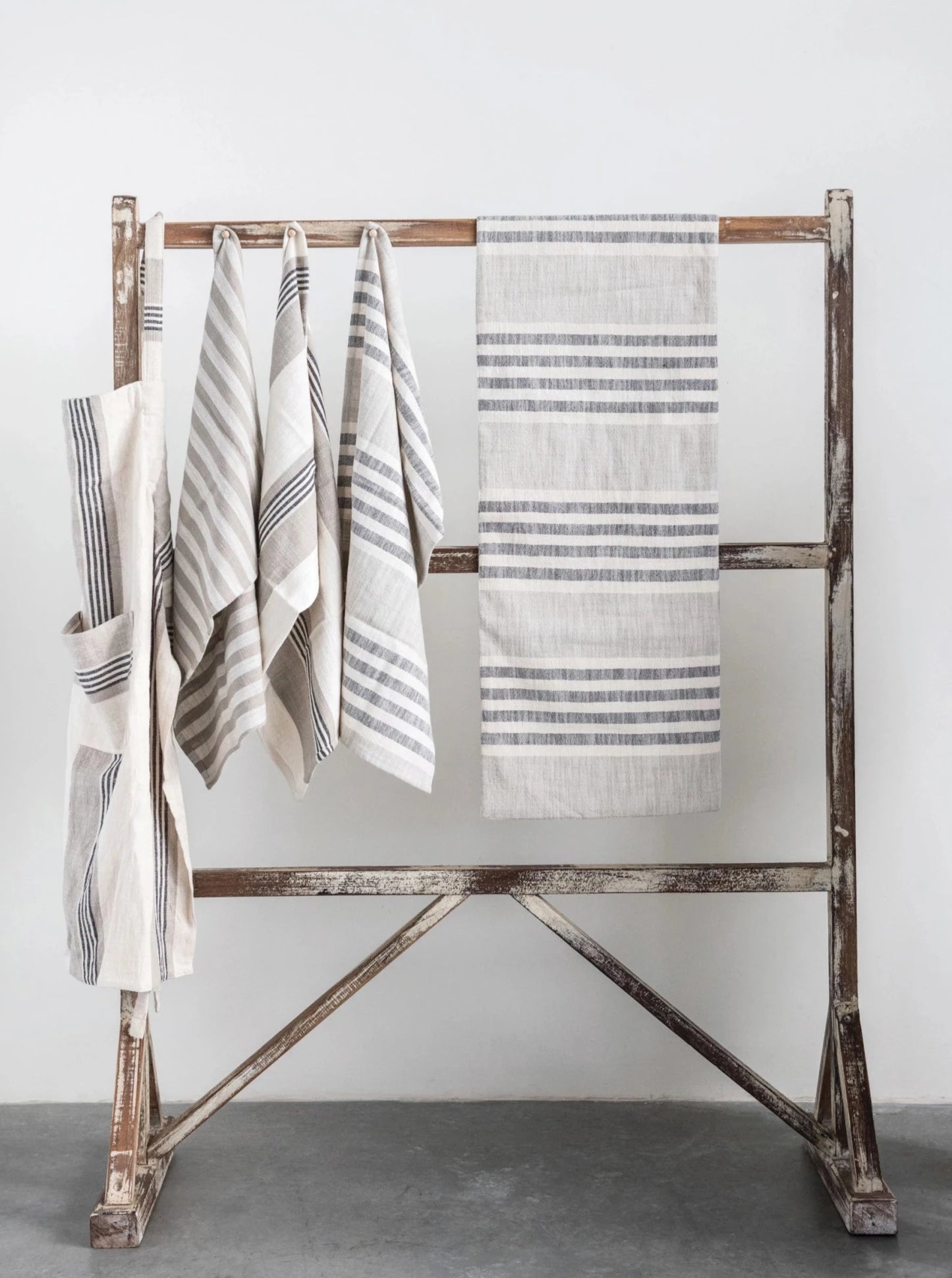 neutral striped tea towels, set of 3