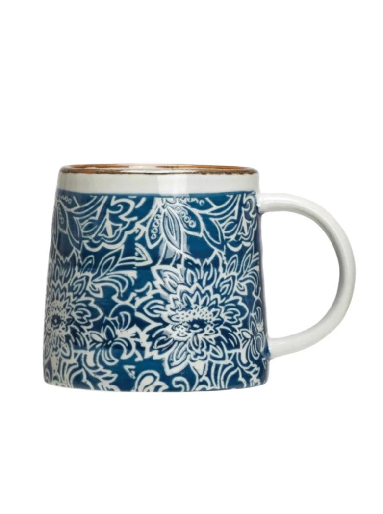 hand-stamped stoneware mug, 3 styles