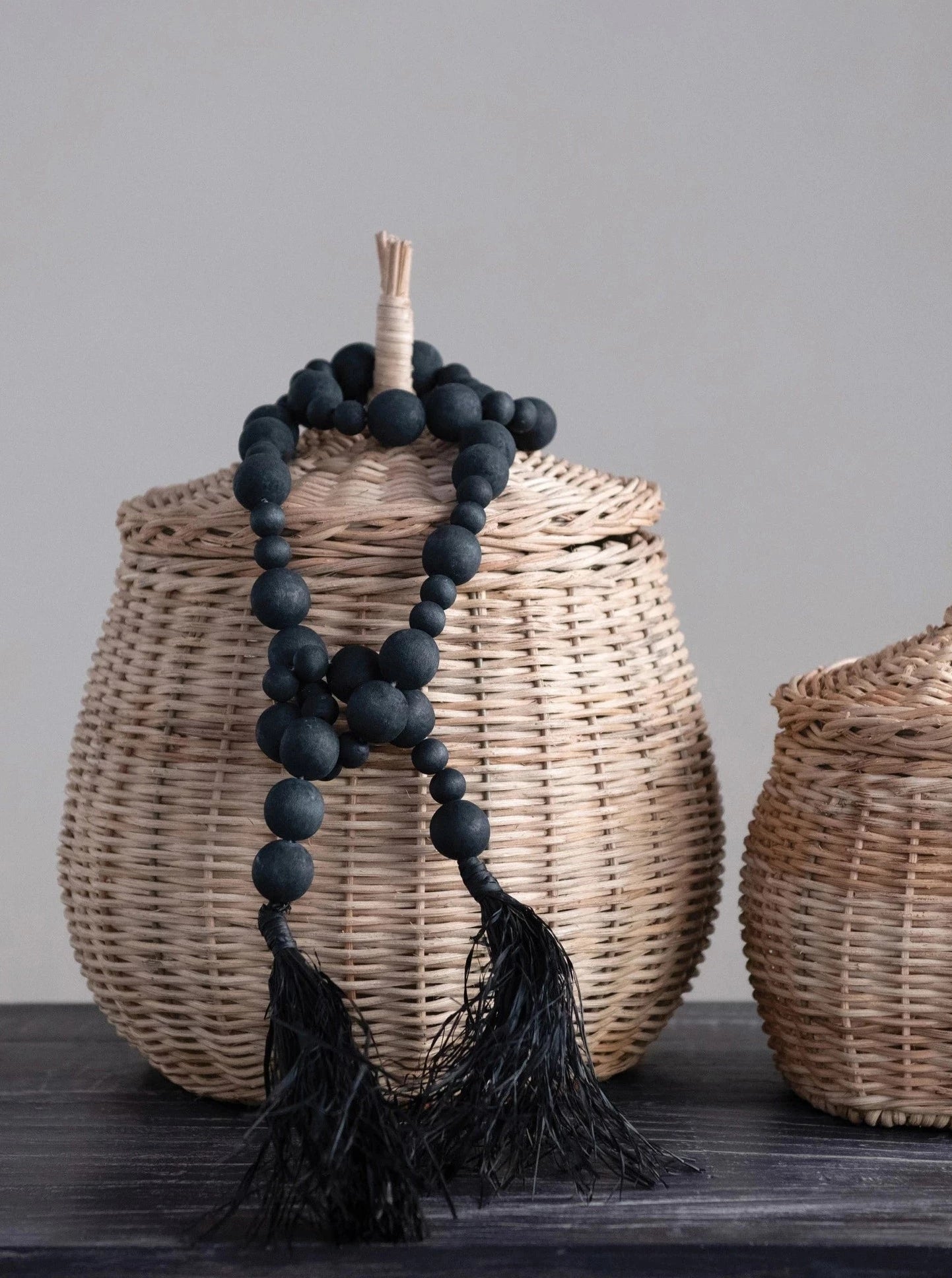 black wood bead garland