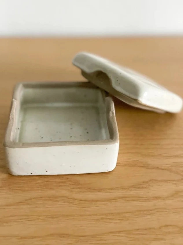 beige glazed storage box