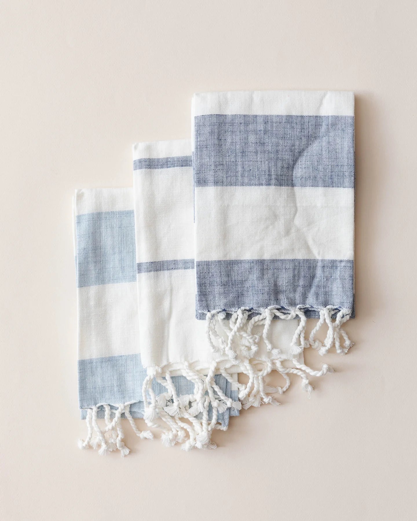 coastal striped tea towels, set of 3
