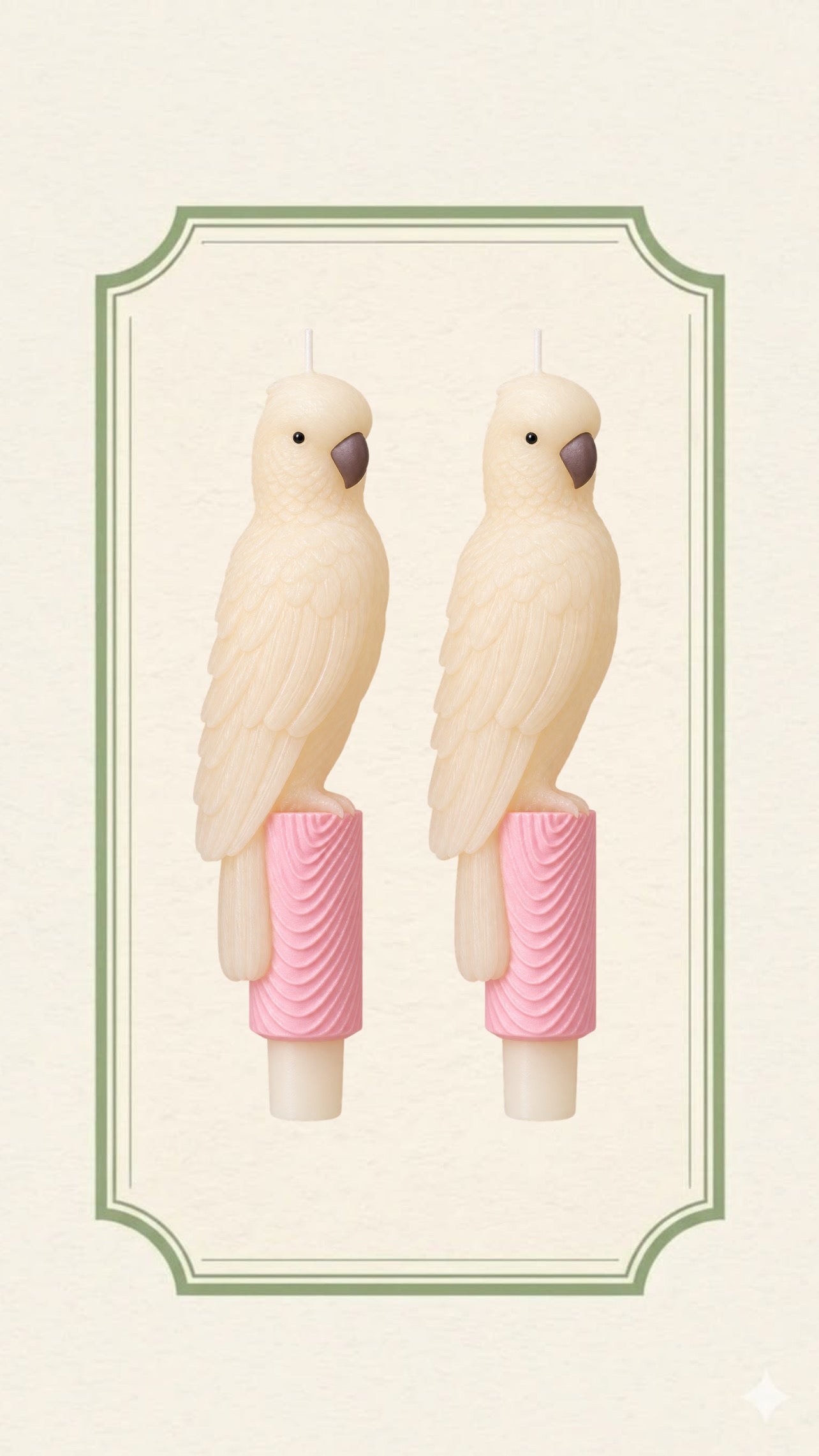 Parrot taper candles, set of 2