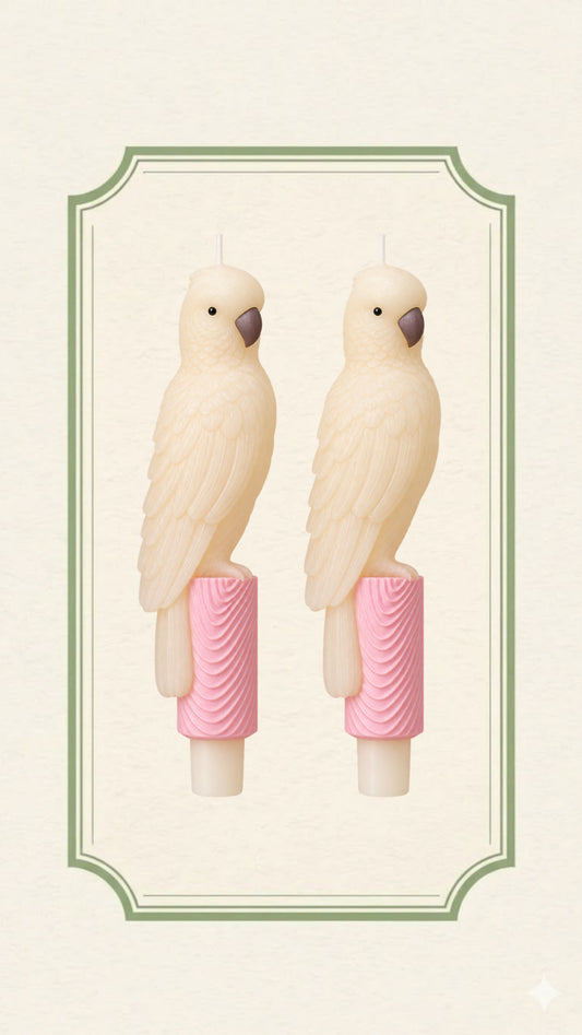 Parrot taper candles, set of 2