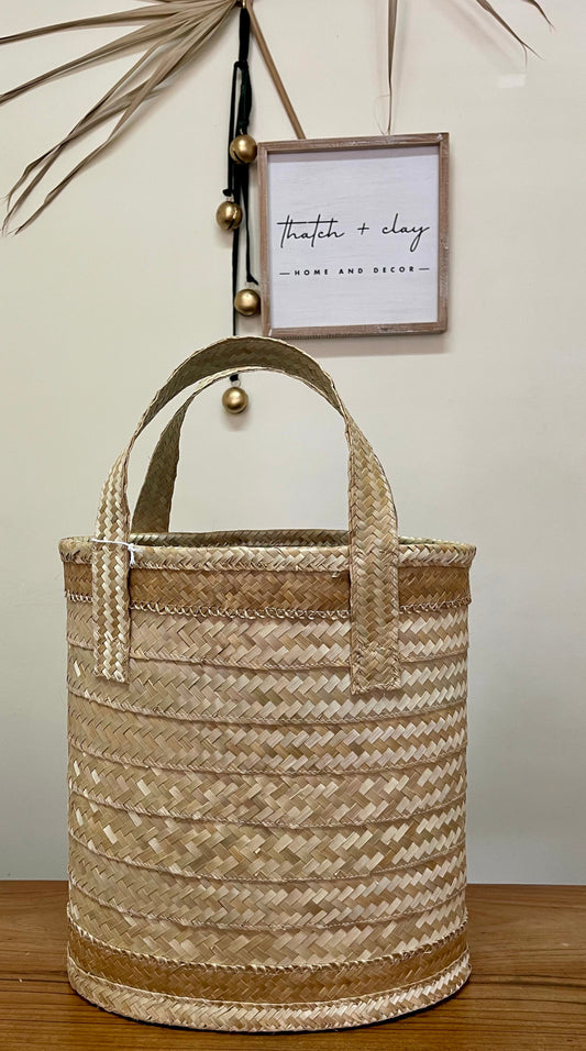 Large Silver Thatch Shopping Tote