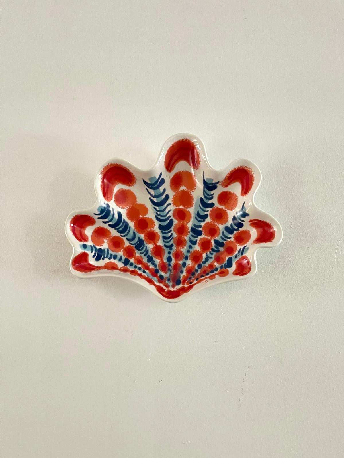 Shell Wall Plaque - Coral + Blue