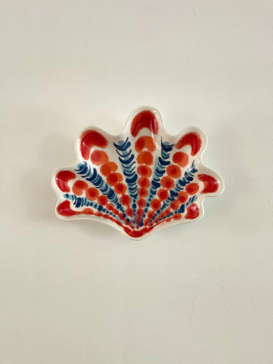Shell Wall Plaque - Coral + Blue