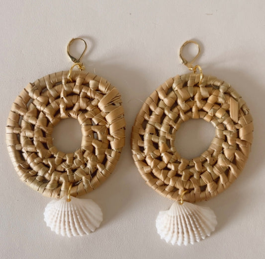 Shell + Silver Thatch Earrings