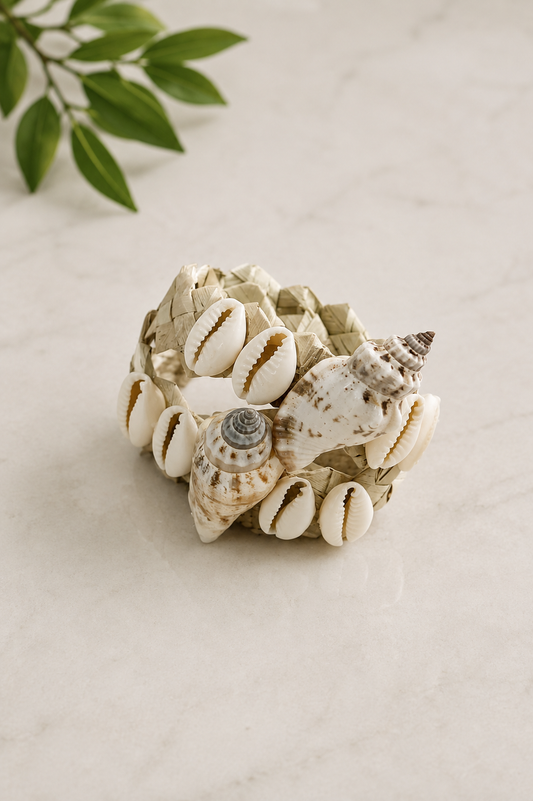 Silver Thatch + Shells Napkin Ring