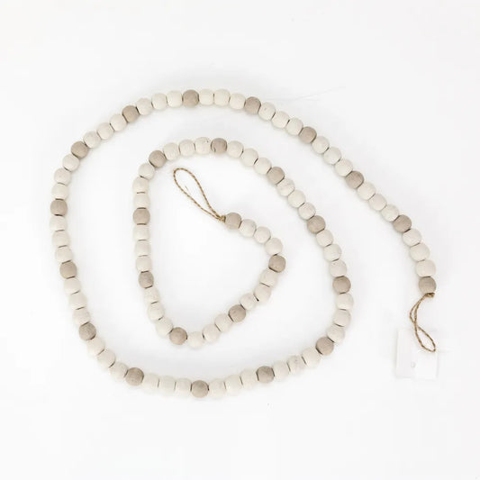Beaded garland - white + tan