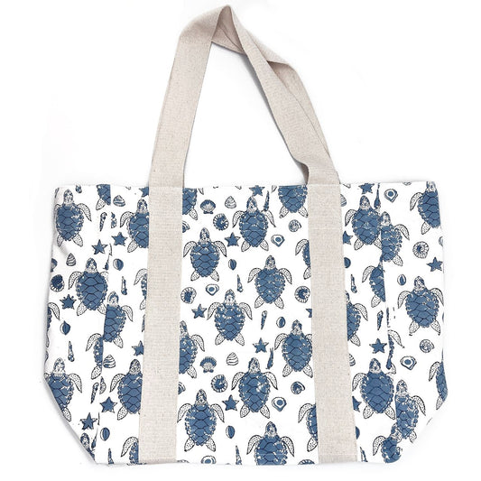 Sea Turtles Block-Printed Canvas Bag