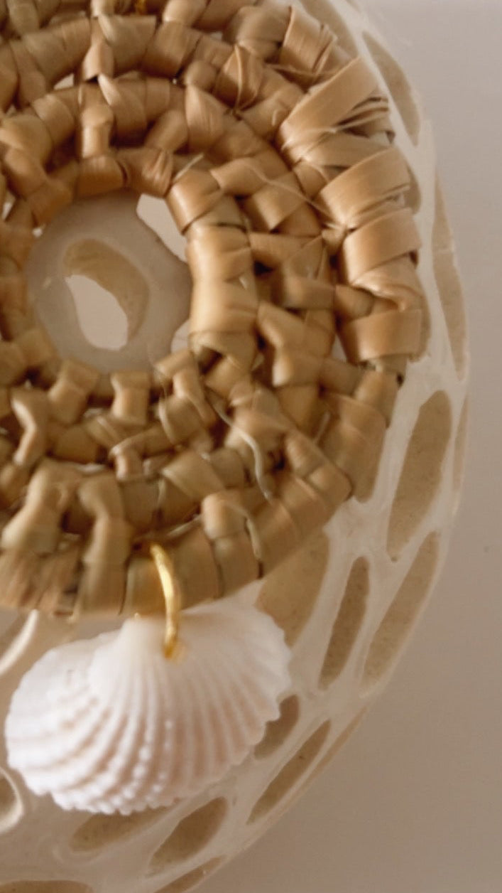 Shell + Silver Thatch Earrings
