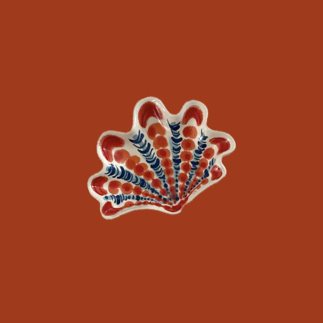Shell Wall Plaque - Coral + Blue