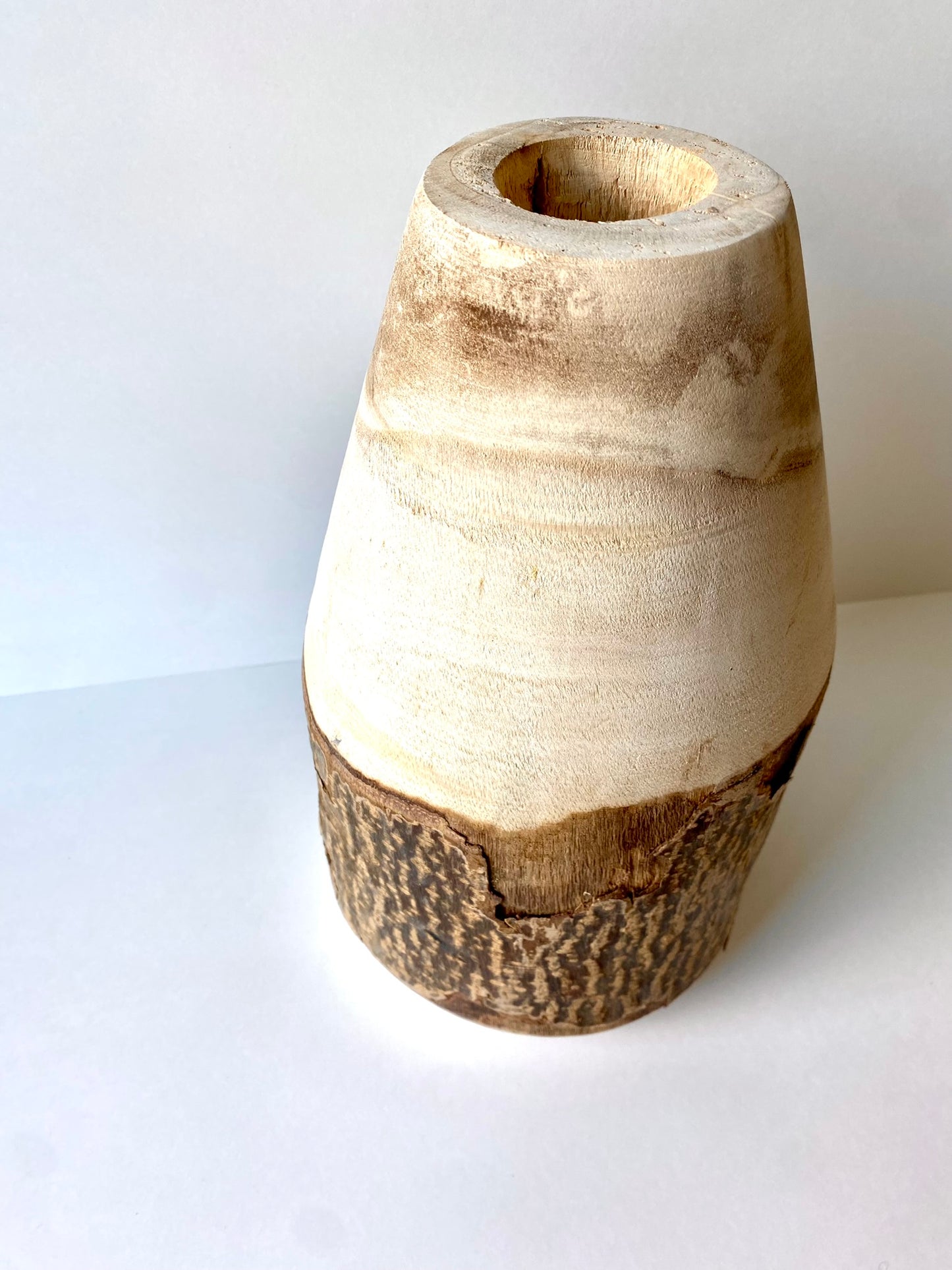 paulownia wood vase with live edge