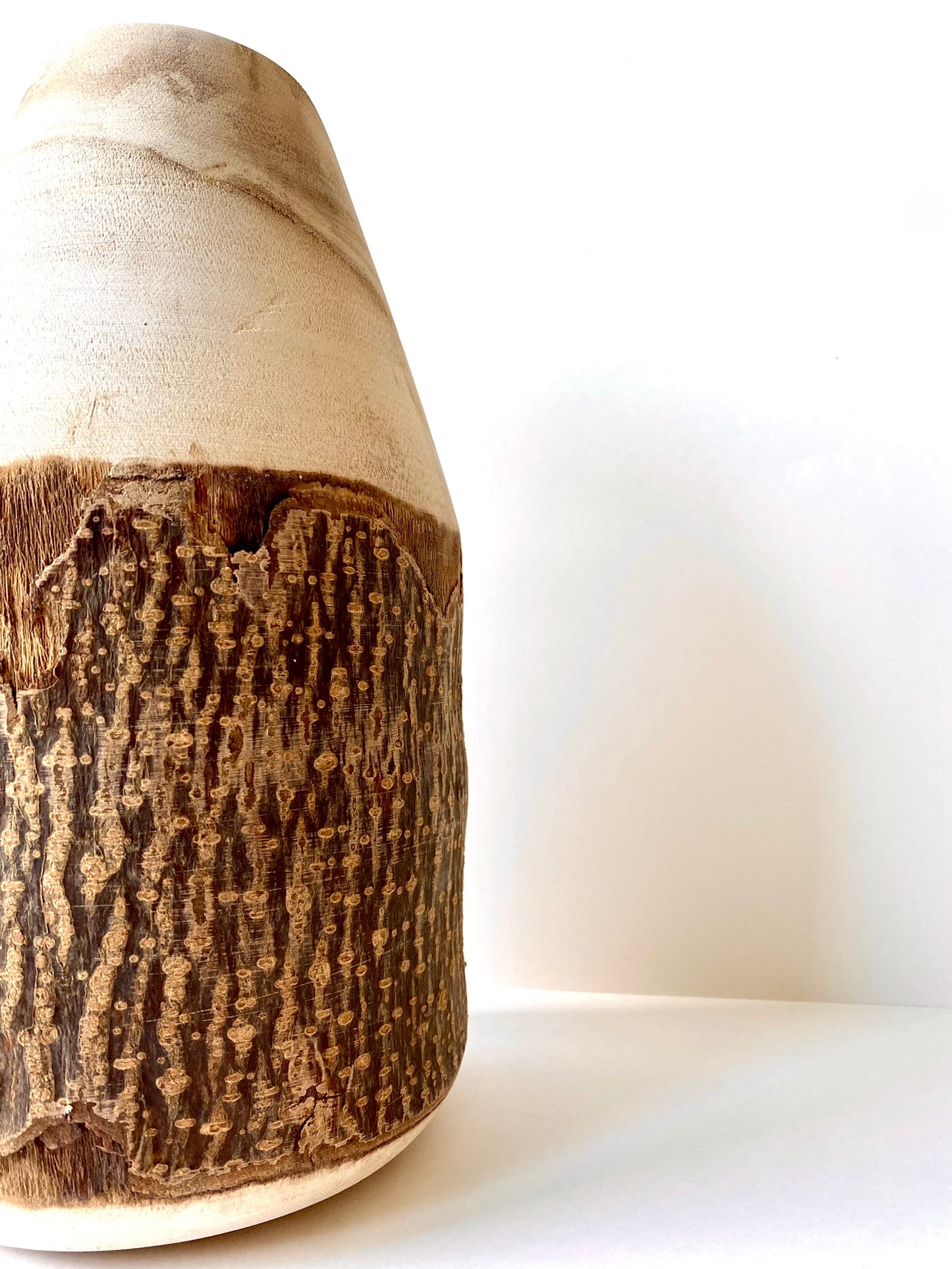 paulownia wood vase with live edge
