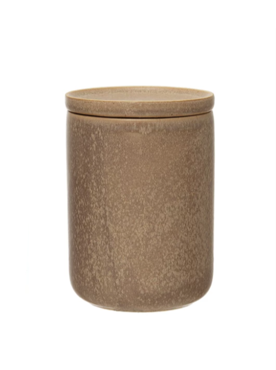 tall stoneware canister with lid