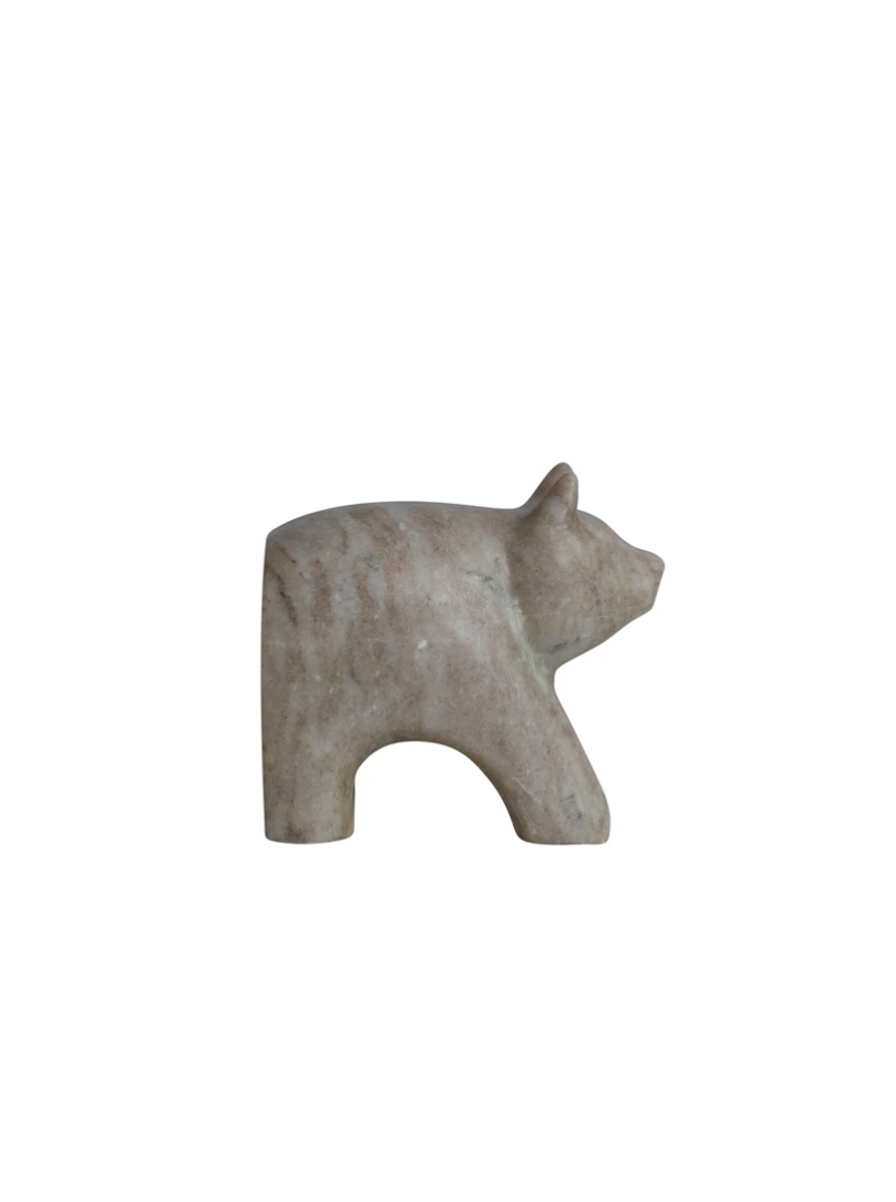 hand carved marble bear figurine