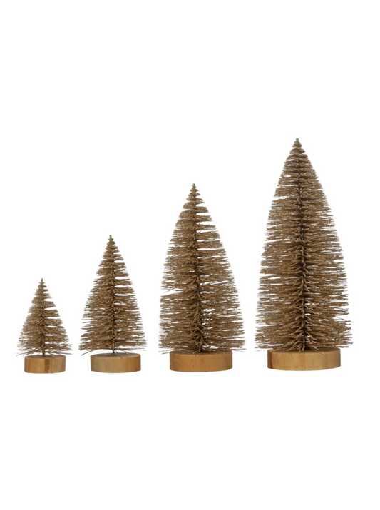 shimmer bottle brush trees, set of 4