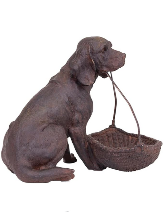 resin dog with basket
