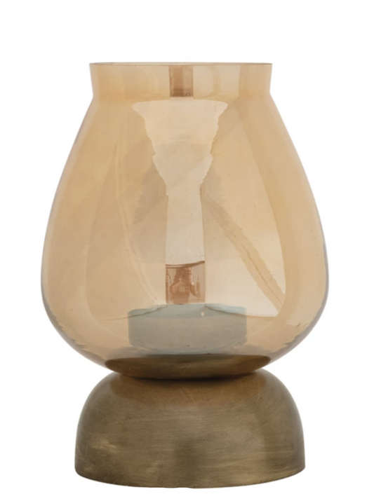 amber glass tea light holder