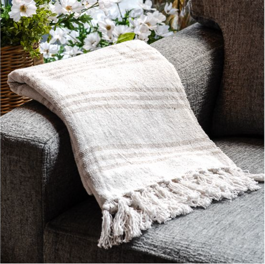 Greige Stripe Throw