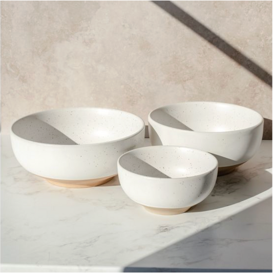 Two-Tone Ceramic Serving Bowls – 3 Piece Set