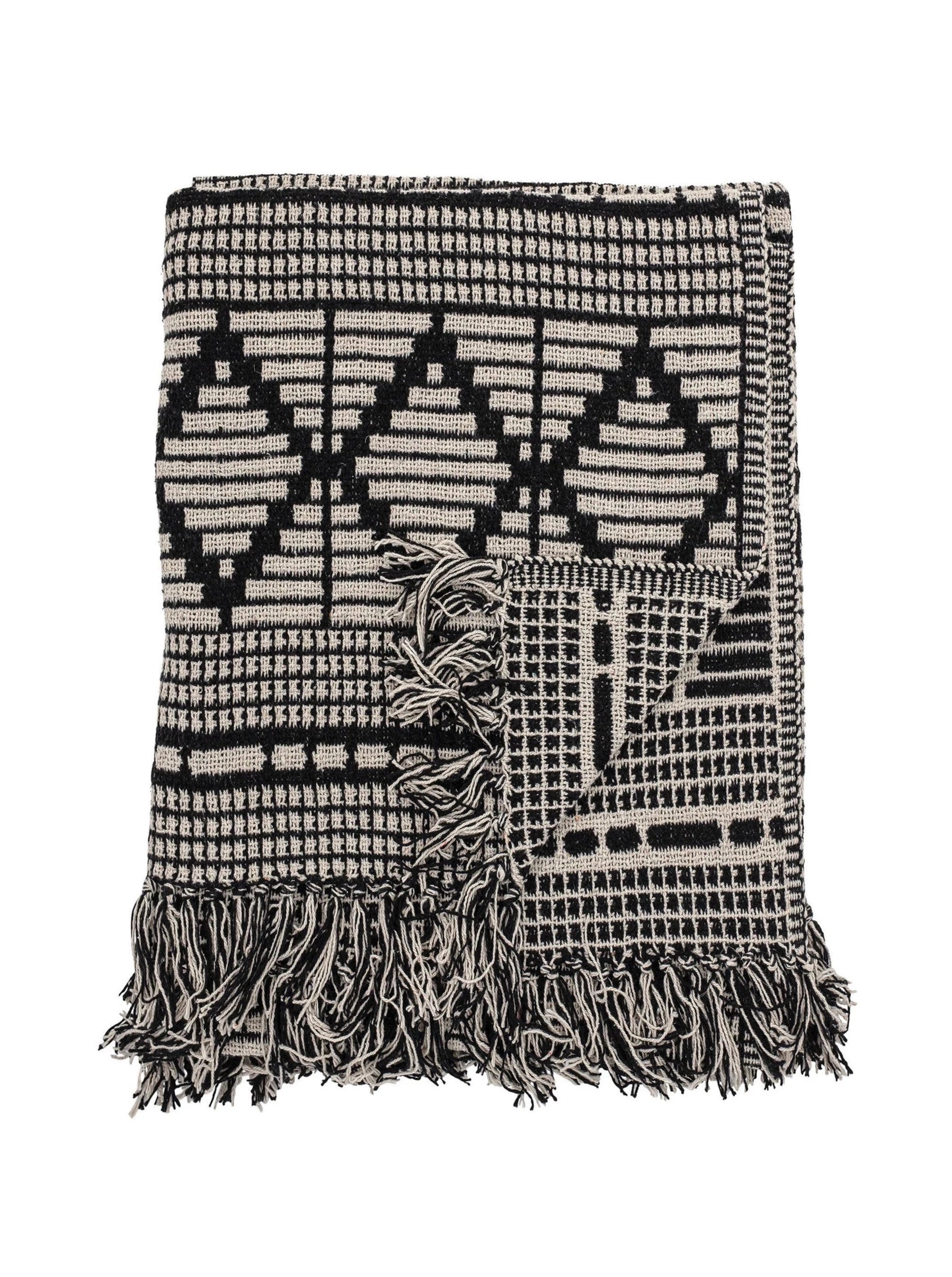 black and cream fringed throw blanket – Thatch + Clay