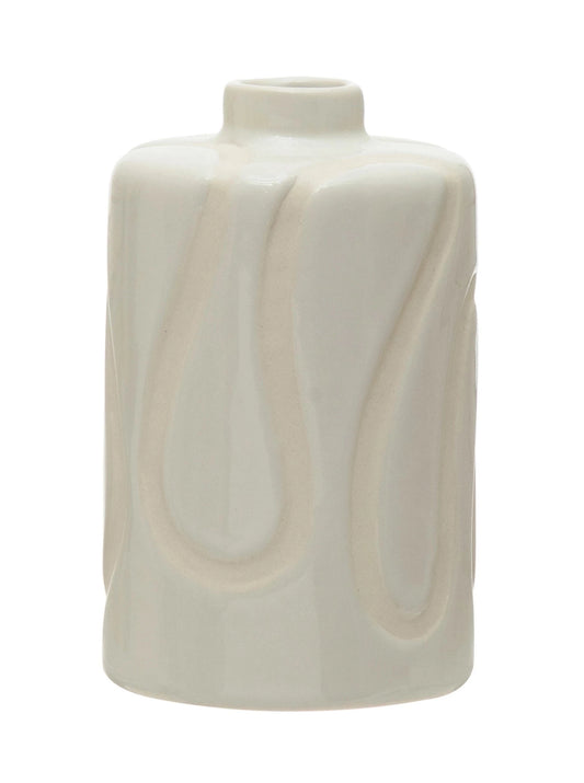 debossed white vase
