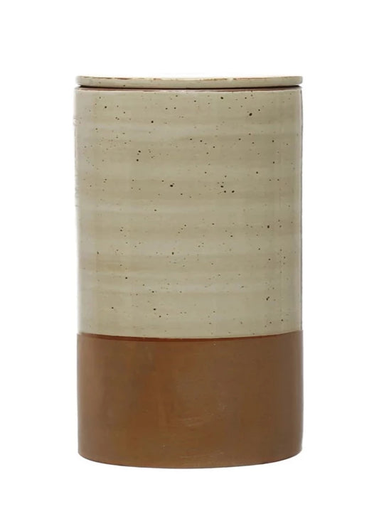 two tone stoneware canister
