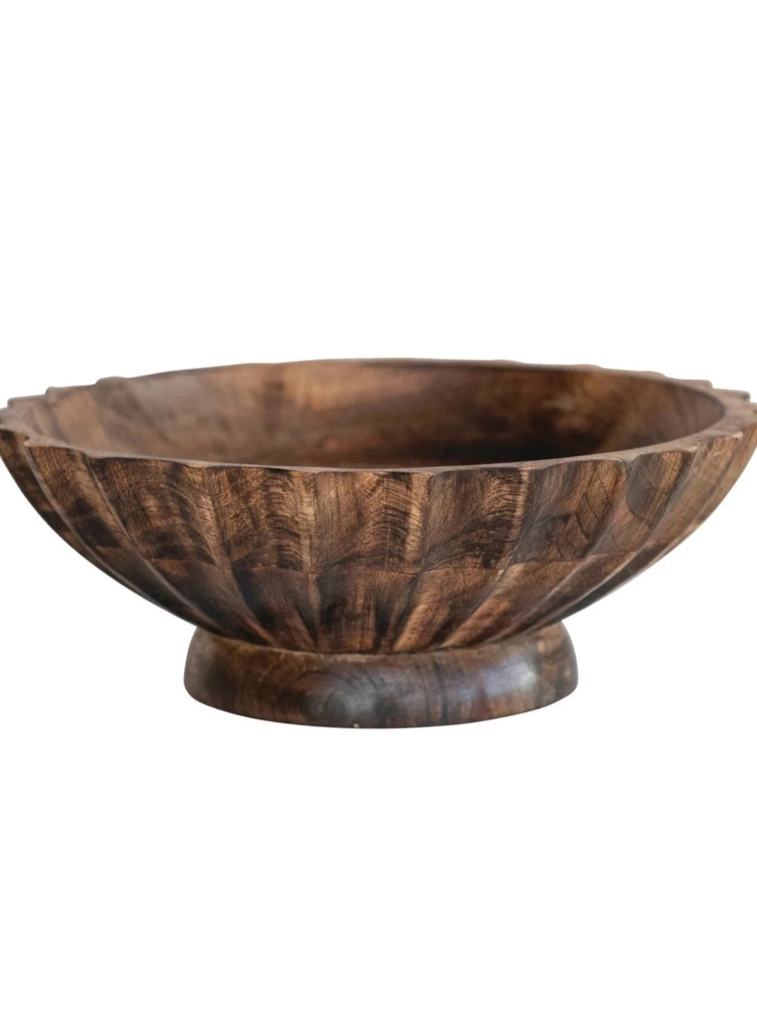 scalloped edge mango wood bowl