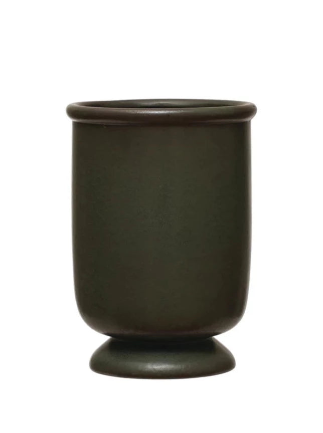dark green footed vase