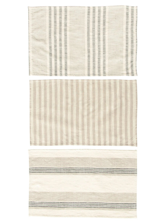 neutral striped tea towels, set of 3