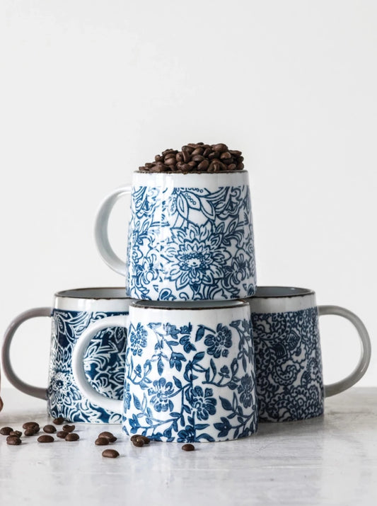 hand-stamped stoneware mug, 3 styles