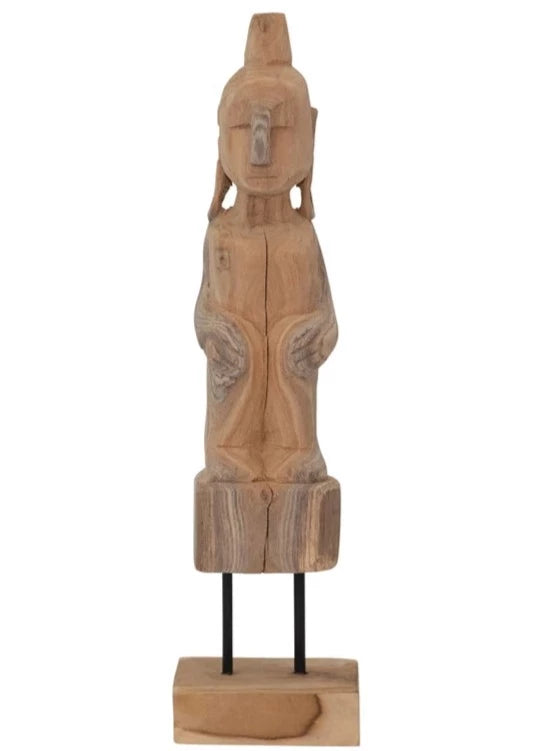 hand-carved teakwood figure
