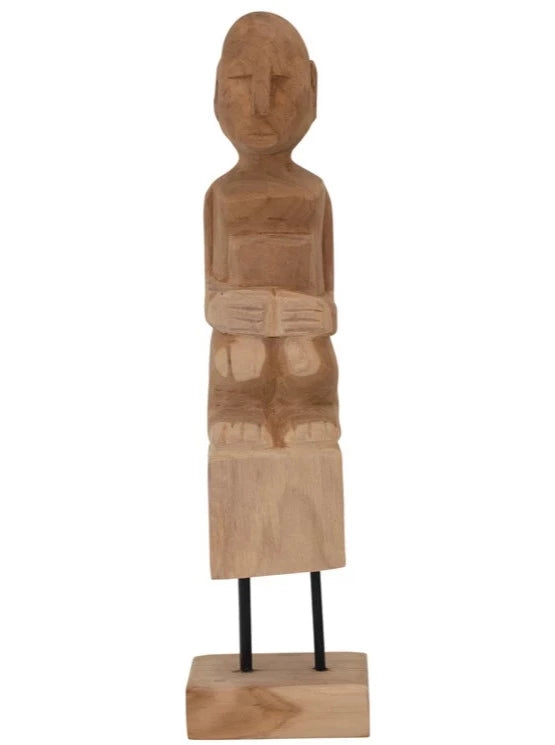 hand-carved teakwood figure